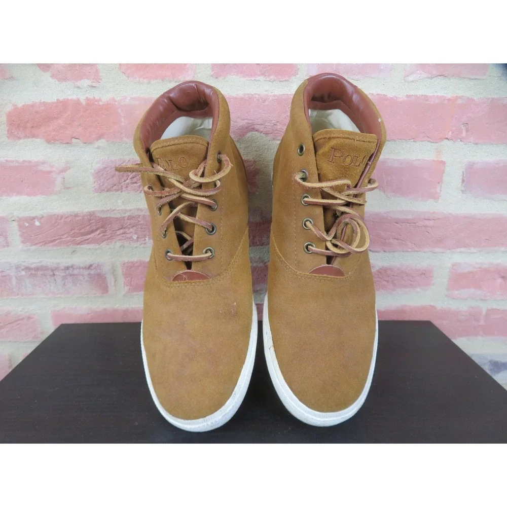 Polo Ralph Lauren Zale Shoes Mens Size 10.5 Brown Suede Mid Top Casual Comfort